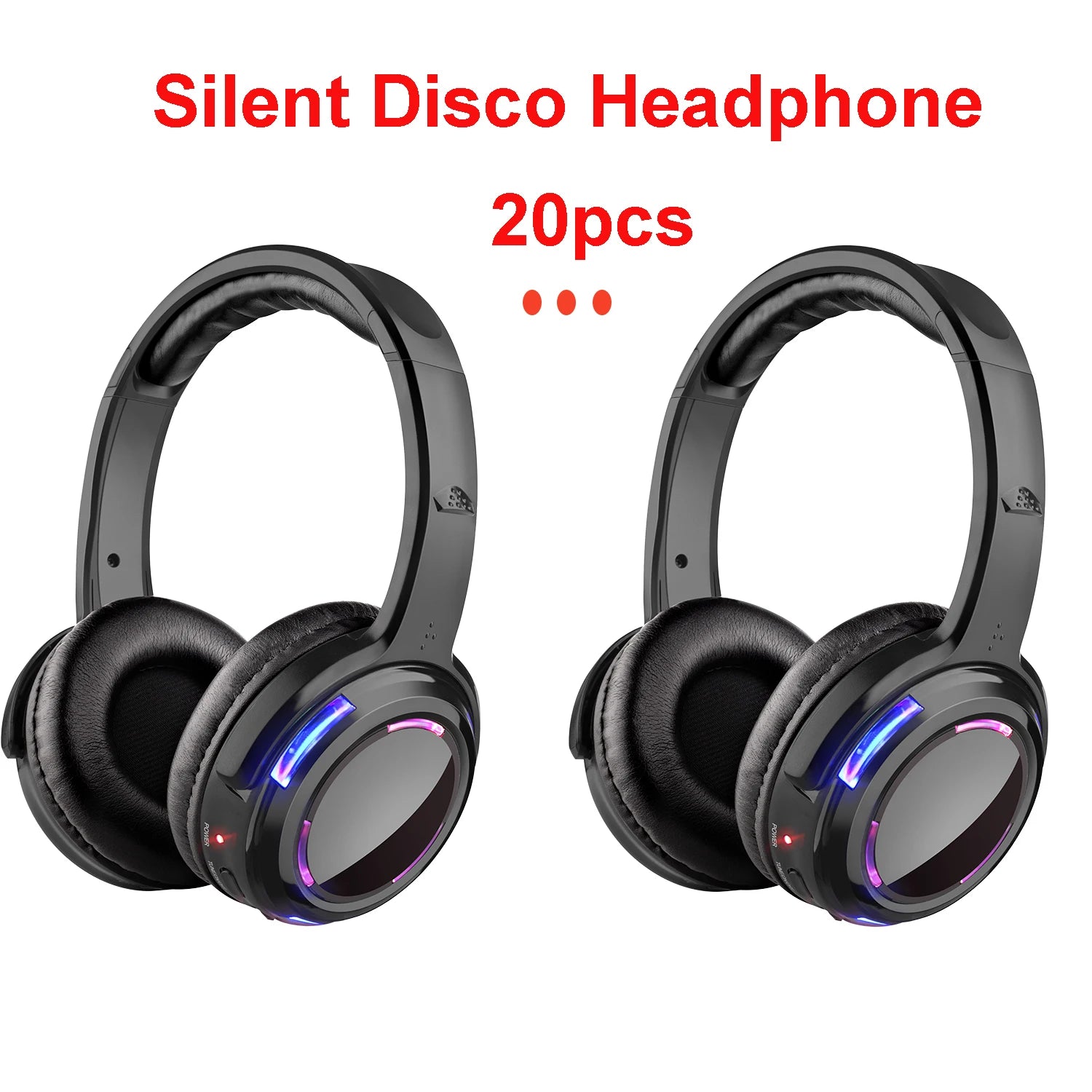 RF Silent Disco Headphones LED Rechargeable Wireless Receivers with 200m transmitter for Quiet Events,Party,Meeting,Yoga
