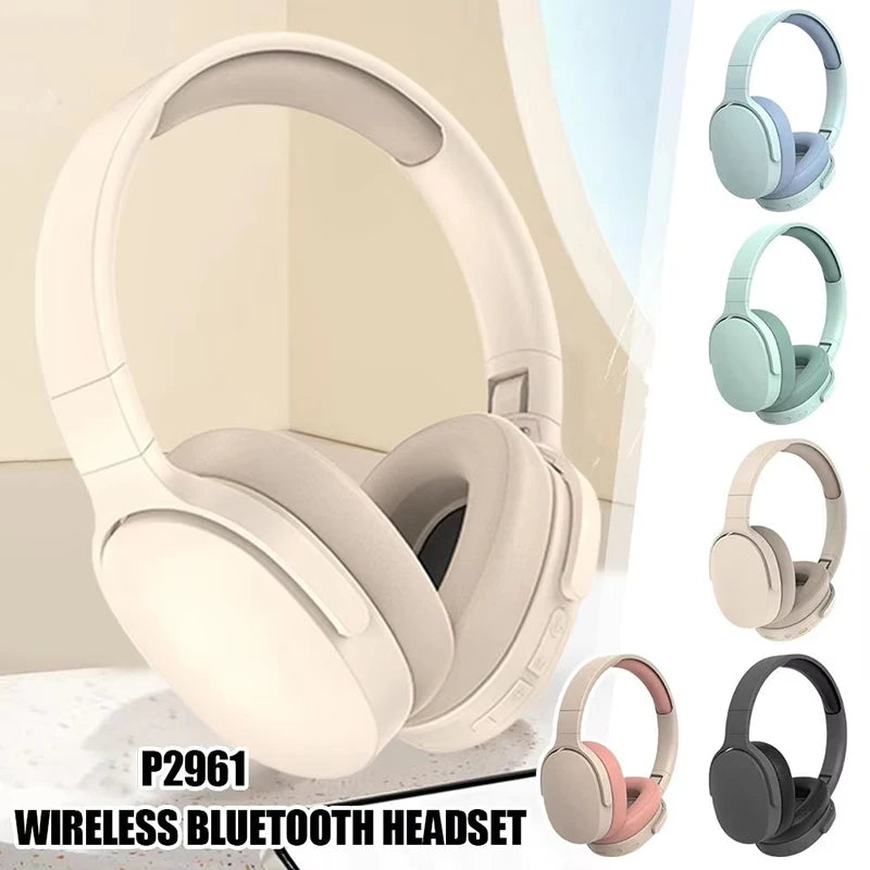 P2961 Wireless Bluetooth Headphones Over Ear HIFI Stereo Headsets True Sports With Earphones TF/AUX Type C Music Player With Mic